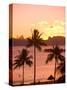 Sunset over Moorea, near Papeete, Tahiti Nui, Society Islands, French Polynesia, South Pacific-Stuart Westmoreland-Stretched Canvas