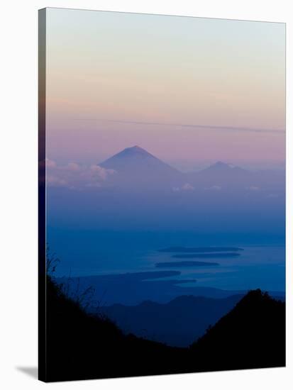 Sunset over Mount Agung and Mount Batur on Bali, and Three Gili Isles, Lombok, Indonesia-Matthew Williams-Ellis-Stretched Canvas