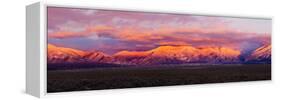Sunset over Mountain Range, Sangre De Cristo Mountains, Taos, Taos County, New Mexico, Usa-null-Framed Stretched Canvas