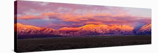 Sunset over Mountain Range, Sangre De Cristo Mountains, Taos, Taos County, New Mexico, Usa-null-Stretched Canvas