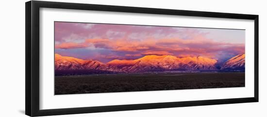 Sunset over Mountain Range, Sangre De Cristo Mountains, Taos, Taos County, New Mexico, Usa-null-Framed Photographic Print