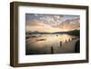 Sunset over Mountains, Lake and Boardwalk in Lijiang, Yunnan, China, Asia-Andreas Brandl-Framed Photographic Print