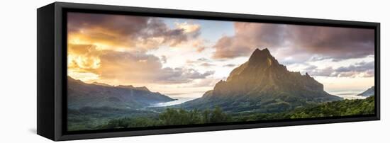 Sunset over Mt Rotui, Moorea, French Polynesia-Matteo Colombo-Framed Stretched Canvas