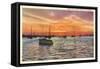 Sunset over Newport Harbor, Balboa, California-null-Framed Stretched Canvas