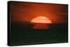 Sunset over North Sea Silhouettes of Ships on the Horizon-null-Stretched Canvas