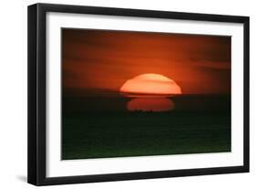 Sunset over North Sea Silhouettes of Ships on the Horizon-null-Framed Photographic Print