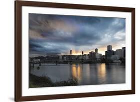 Sunset over Portland Willamette River-jpldesigns-Framed Photographic Print