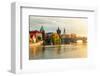 Sunset over Prague & Vlatava-null-Framed Art Print