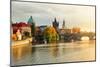 Sunset over Prague & Vlatava-null-Mounted Art Print