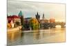 Sunset over Prague & Vlatava-null-Mounted Art Print