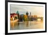 Sunset over Prague & Vlatava-null-Framed Art Print