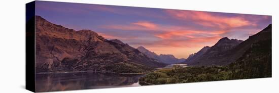 Sunset over Prince of Wales Hotel in Waterton Lakes National Park, Alberta, Canada-Panoramic Images-Stretched Canvas