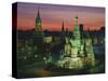 Sunset Over Red Square, the Kremlin, Moscow, Russia-D H Webster-Stretched Canvas