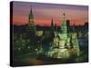 Sunset Over Red Square, the Kremlin, Moscow, Russia-D H Webster-Stretched Canvas