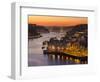 Sunset over Rio Douro. Left Vila Nova de Gaia, right the old town. The old town is listed as UNESCO-Martin Zwick-Framed Photographic Print