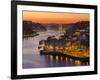 Sunset over Rio Douro. Left Vila Nova de Gaia, right the old town. The old town is listed as UNESCO-Martin Zwick-Framed Photographic Print