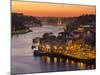 Sunset over Rio Douro. Left Vila Nova de Gaia, right the old town. The old town is listed as UNESCO-Martin Zwick-Mounted Photographic Print