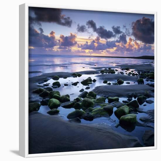 Sunset over Rock Pool, Strandhill, County Sligo, Connacht, Republic of Ireland, Europe-Stuart Black-Framed Photographic Print