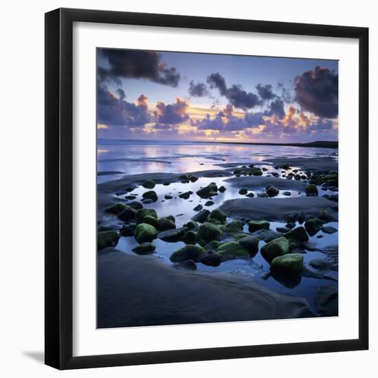 Sunset over Rock Pool, Strandhill, County Sligo, Connacht, Republic of Ireland, Europe-Stuart Black-Framed Photographic Print