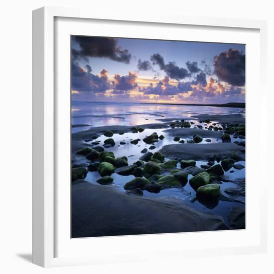 Sunset over Rock Pool, Strandhill, County Sligo, Connacht, Republic of Ireland, Europe-Stuart Black-Framed Photographic Print