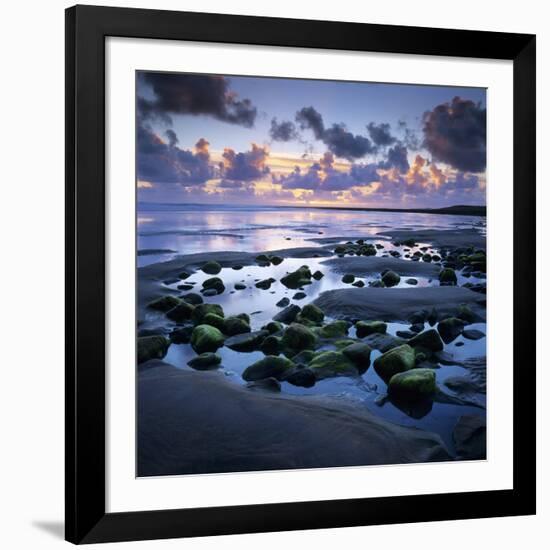 Sunset over Rock Pool, Strandhill, County Sligo, Connacht, Republic of Ireland, Europe-Stuart Black-Framed Photographic Print