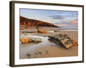 Sunset over Rocks with Flowing Water at Dunraven Bay, Southerndown, Wales-Chris Hepburn-Framed Photographic Print