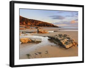 Sunset over Rocks with Flowing Water at Dunraven Bay, Southerndown, Wales-Chris Hepburn-Framed Photographic Print