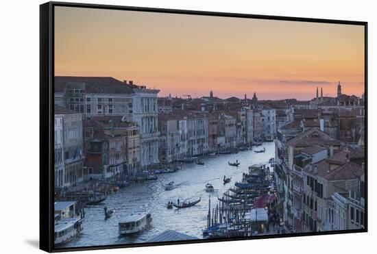 Sunset over rooftops, Venice, UNESCO World Heritage Site, Veneto, Italy, Europe-Frank Fell-Framed Stretched Canvas