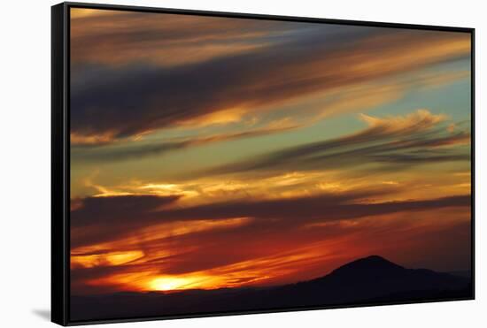 Sunset over Saddle Hill, Dunedin, South Island, New Zealand-David Wall-Framed Stretched Canvas