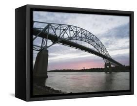 Sunset over Sagamore Bridge, Cape Cod Canal, Cape Cod, Massachussets, New England-Christian Kober-Framed Stretched Canvas