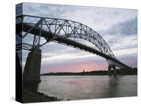 Sunset over Sagamore Bridge, Cape Cod Canal, Cape Cod, Massachussets, New England-Christian Kober-Stretched Canvas