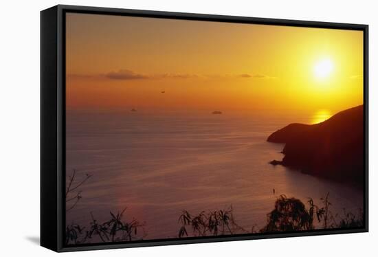 Sunset over Saint Thomas US Virgin Islands-George Oze-Framed Stretched Canvas