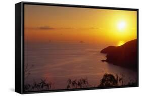 Sunset over Saint Thomas US Virgin Islands-George Oze-Framed Stretched Canvas