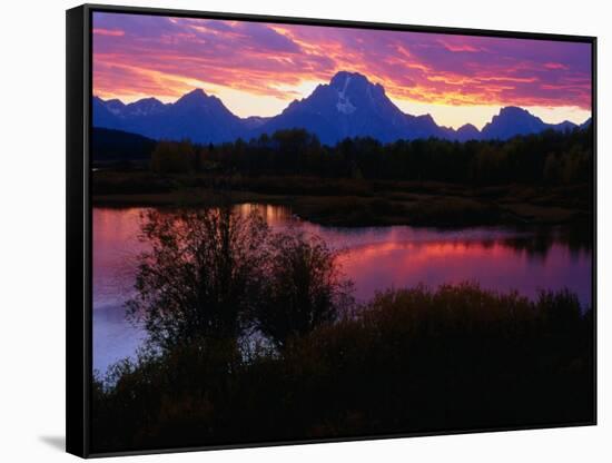 Sunset Over Snake River, Oxbow Bend, Grand Teton National Park, USA-Carol Polich-Framed Stretched Canvas