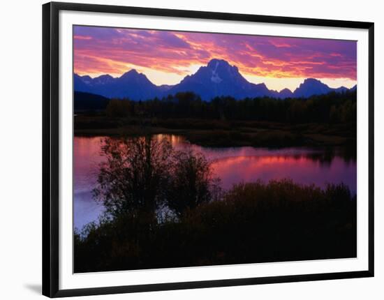 Sunset Over Snake River, Oxbow Bend, Grand Teton National Park, USA-Carol Polich-Framed Photographic Print