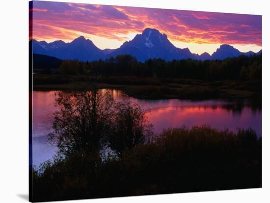 Sunset Over Snake River, Oxbow Bend, Grand Teton National Park, USA-Carol Polich-Stretched Canvas