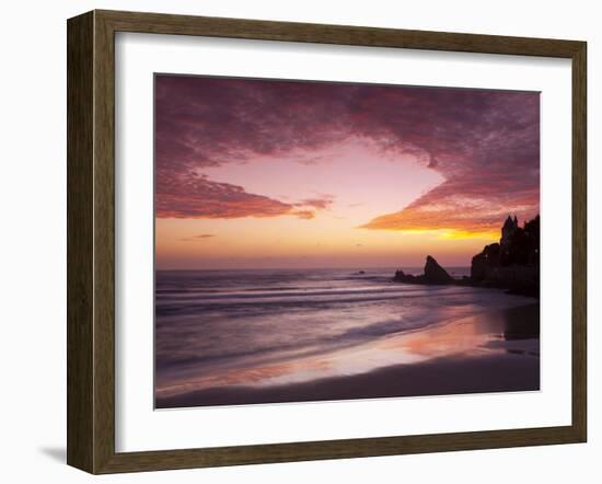 Sunset over Surfers, Biarritz, Pyrenees Atlantiques, Aquitaine, France-Doug Pearson-Framed Photographic Print