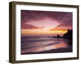 Sunset over Surfers, Biarritz, Pyrenees Atlantiques, Aquitaine, France-Doug Pearson-Framed Photographic Print