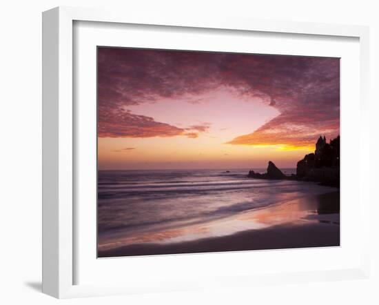 Sunset over Surfers, Biarritz, Pyrenees Atlantiques, Aquitaine, France-Doug Pearson-Framed Photographic Print