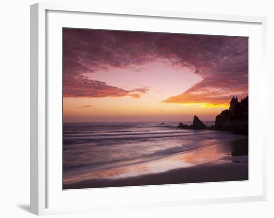 Sunset over Surfers, Biarritz, Pyrenees Atlantiques, Aquitaine, France-Doug Pearson-Framed Photographic Print