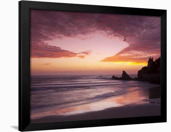 Sunset over Surfers, Biarritz, Pyrenees Atlantiques, Aquitaine, France-Doug Pearson-Framed Photographic Print