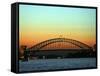 Sunset over Sydney Harbor Bridge, Australia-David Wall-Framed Stretched Canvas
