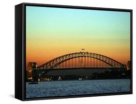 Sunset over Sydney Harbor Bridge, Australia-David Wall-Framed Stretched Canvas