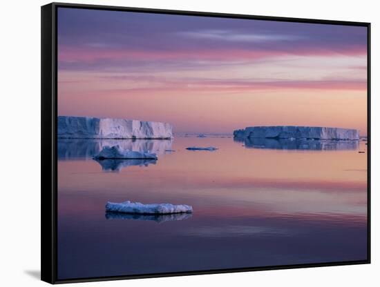 Sunset over tabular and glacial ice near Snow Hill Island, Weddell Sea, Antarctica-Michael Nolan-Framed Stretched Canvas