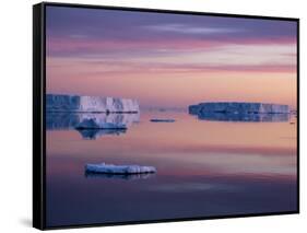 Sunset over tabular and glacial ice near Snow Hill Island, Weddell Sea, Antarctica-Michael Nolan-Framed Stretched Canvas