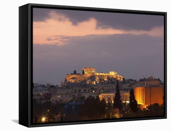 Sunset over the Acropolis, UNESCO World Heritage Site, Athens, Greece, Europe-Martin Child-Framed Stretched Canvas