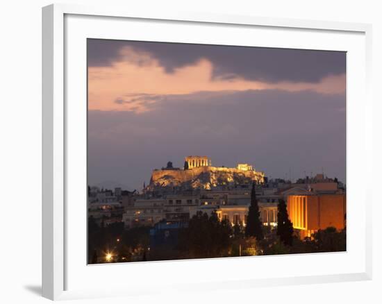 Sunset over the Acropolis, UNESCO World Heritage Site, Athens, Greece, Europe-Martin Child-Framed Photographic Print