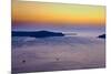 Sunset Over the Aegean Sea in Santorini Greece-null-Mounted Photo