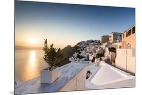 Sunset over the Aegean Sea Seen from a Terrace of the Typical Greek Village of Firostefani-Roberto Moiola-Mounted Photographic Print