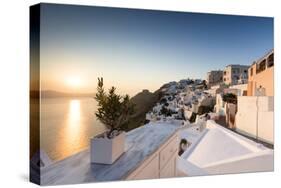 Sunset over the Aegean Sea Seen from a Terrace of the Typical Greek Village of Firostefani-Roberto Moiola-Stretched Canvas